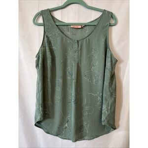 Women's Evri Aqua Green Sleeveless Quarter Button Tank Top Women's Size 0X
